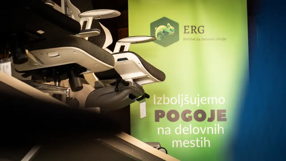 Infografika s prednostmi podjetja ERG za dobavo pisarniškega pohištva v Novi Gorici